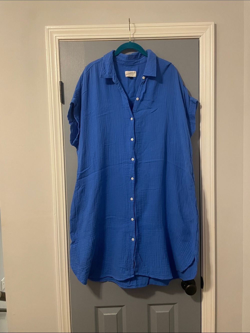 Universal Thread Royal Blue Button-Front Shirt Dress
